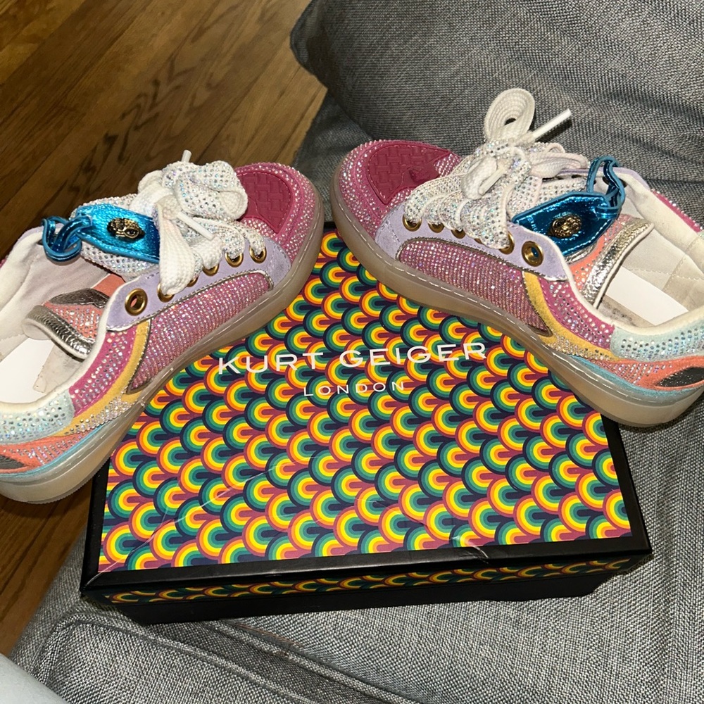 Kurt Geiger Kids Pink and Blue Glitter Sneakers